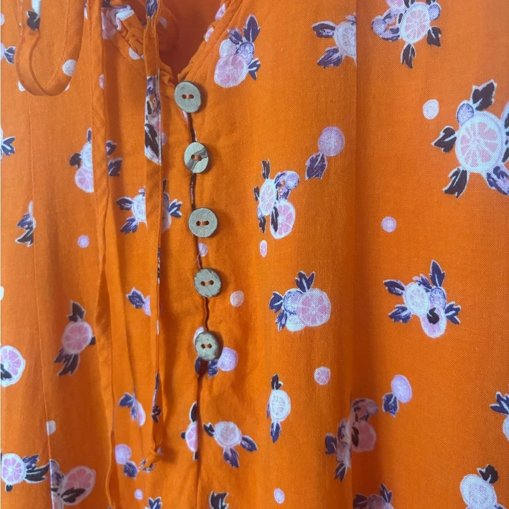 Free People Orange Floral Mini Dress - Picture 4 of 7